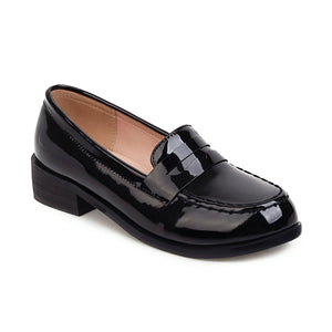 Women's PU patent leather penny loafers