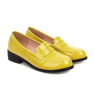 Women's PU patent leather penny loafers