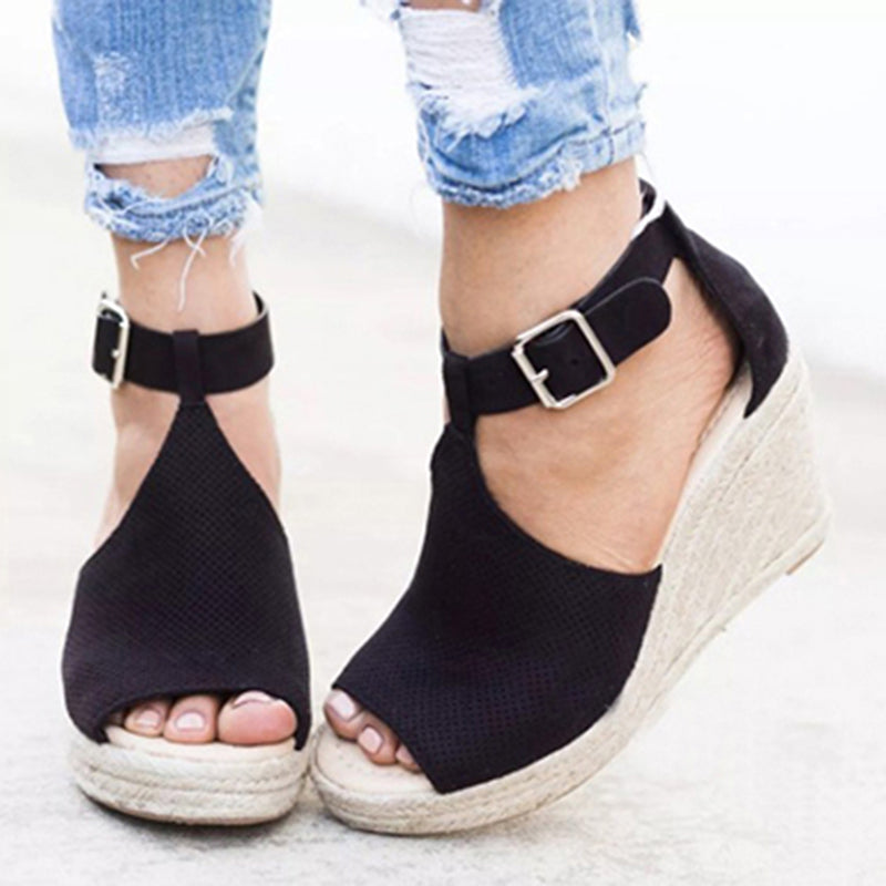 Women's Peep Toe Espadrille Wedge Sandals