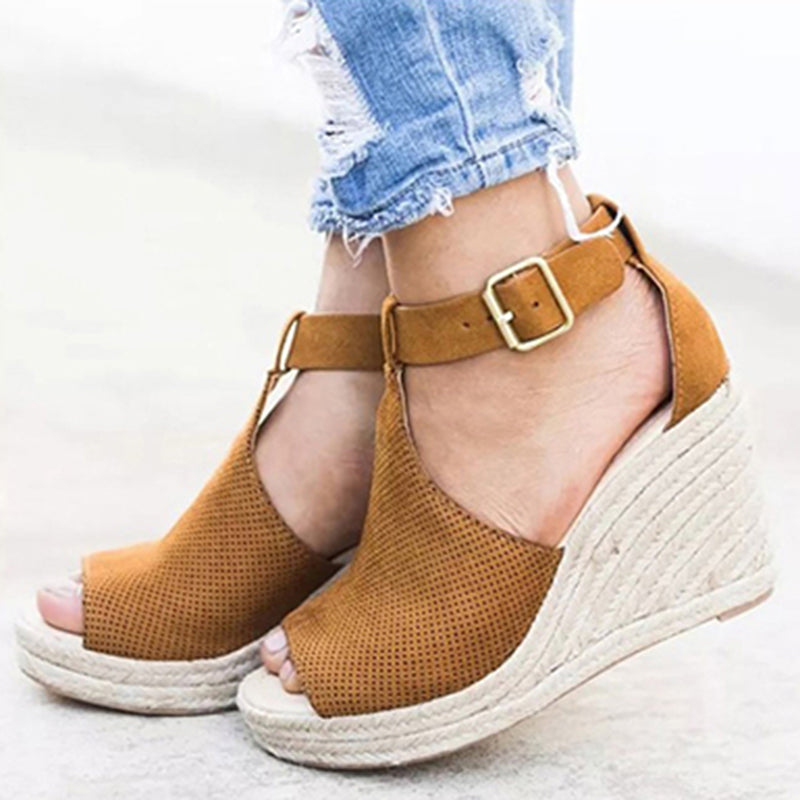 Women's Peep Toe Espadrille Wedge Sandals