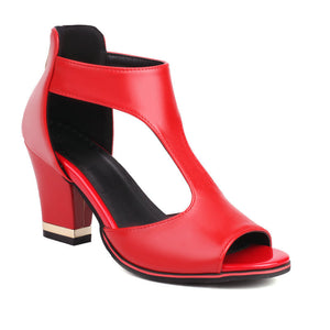 Women's T strap side cut-out arch supprt sandals block heels