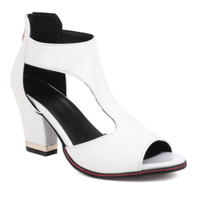 Women's T strap side cut-out arch supprt sandals block heels