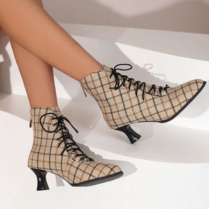 Women's Vintage Faux Suede  Lace-Up Victorian Ankle Boots