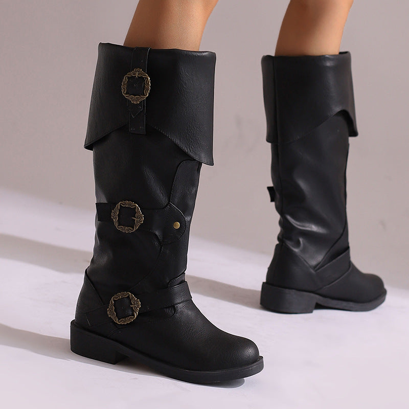 Women's Vintage Pirate Boots Halloween Costume Cosplay Viking Boots