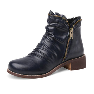 Women's Vintage Slouch Ankle Boots – Side Zipper