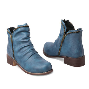 Women's Vintage Slouch Ankle Boots – Side Zipper