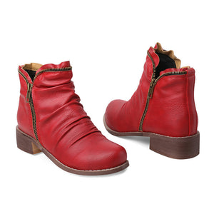 Women's Vintage Slouch Ankle Boots – Side Zipper