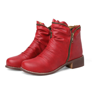 Women's Vintage Slouch Ankle Boots – Side Zipper