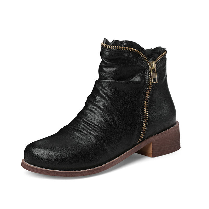Women's Vintage Slouch Ankle Boots – Side Zipper