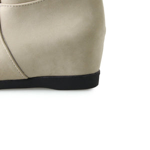 Women's Slouch Mid-Calf Wedge Boots – Faux Suede Pull-On