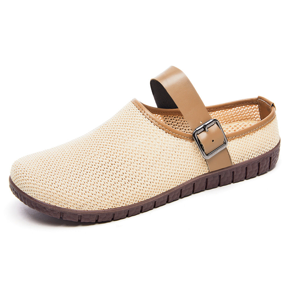 Women's Mesh Breathable Mary Jane Mules With Wide Round Toe