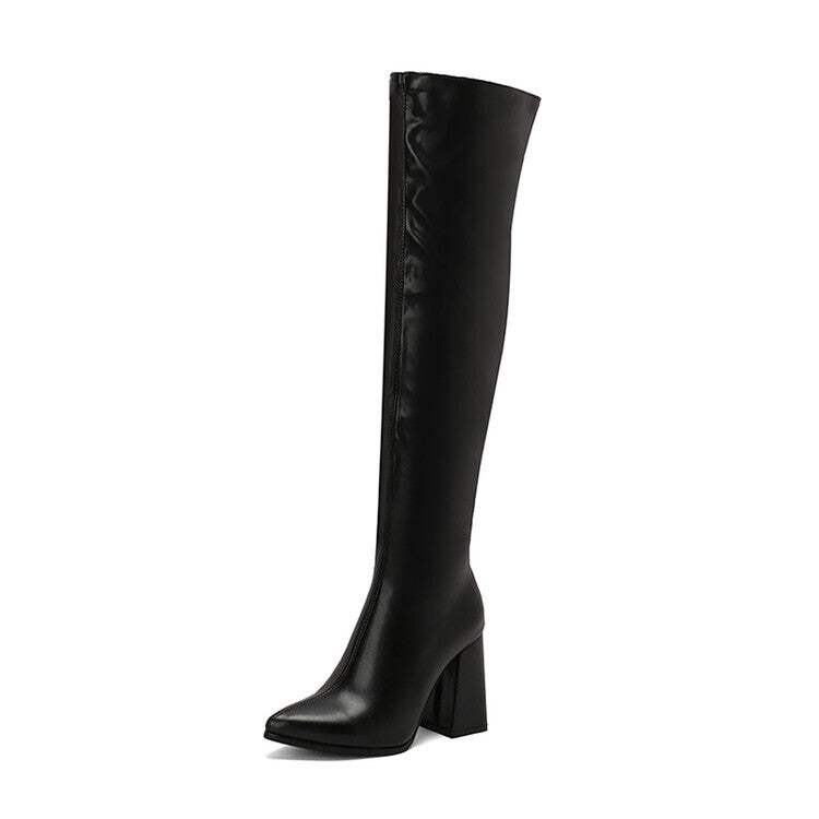 Women's chunky high heels over the knee boots