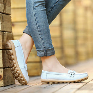 white Women's comfortable walking loafers anti-skid