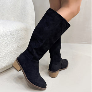 Women's faux suede wide calf knee high boots