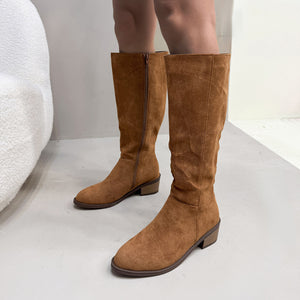 Women's faux suede wide calf knee high boots