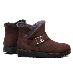 Women's fur lining snow boots non-slip ankle winter boots wide calf snow boots for mom