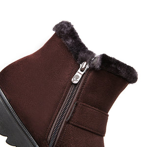 Women's fur lining snow boots non-slip ankle winter boots wide calf snow boots for mom