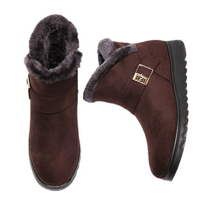 Women's fur lining snow boots non-slip ankle winter boots wide calf snow boots for mom