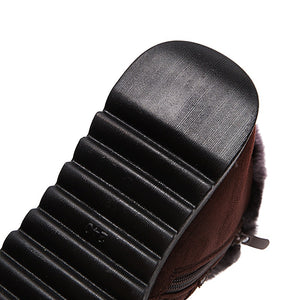 Women's fur lining snow boots non-slip ankle winter boots wide calf snow boots for mom