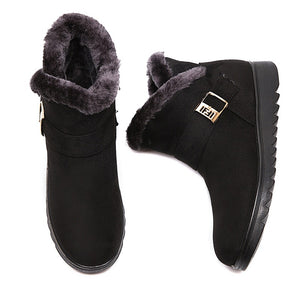 Women's fur lining snow boots non-slip ankle winter boots wide calf snow boots for mom