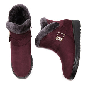 Women's fur lining snow boots non-slip ankle winter boots wide calf snow boots for mom