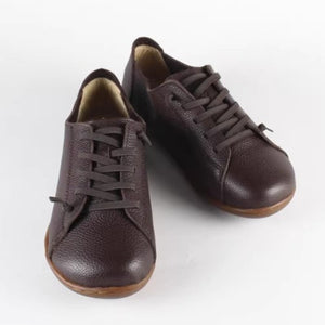 Women's handmade genuine leather lace-up loafers comfortable walking for everyday