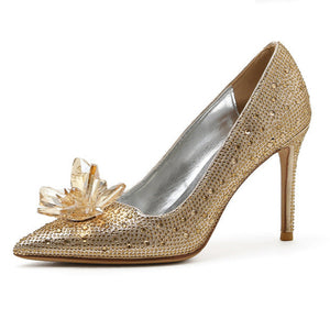 Women's rhinestone silver glitter wedding pumps