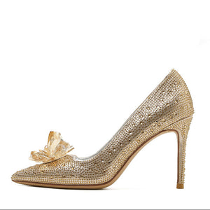 Women's rhinestone silver glitter wedding pumps