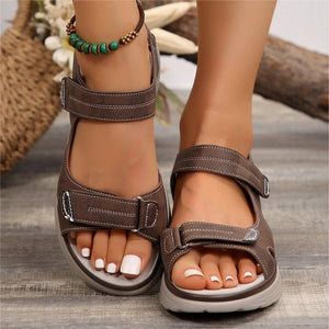 Women's adjustable hook loop open toe platform sandals comfy walking