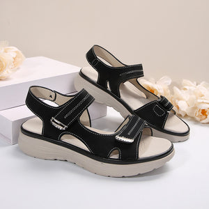 Women's adjustable hook loop open toe platform sandals comfy walking