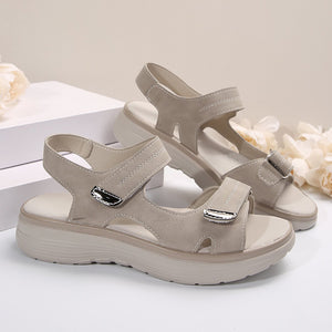 Women's adjustable hook loop open toe platform sandals comfy walking