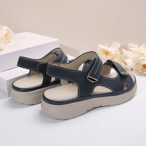 Women's adjustable hook loop open toe platform sandals comfy walking