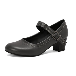 Women's Block Heel Mary Jane Pumps – Round Toe Buckle Strap