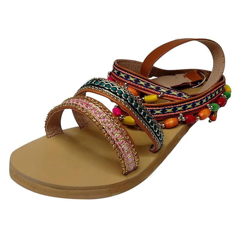 Women's bohemia beaded ankle strap sandals