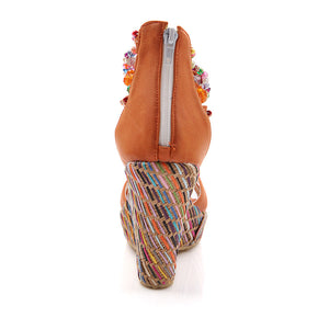 Women's boho wedge sandals with beads across the top