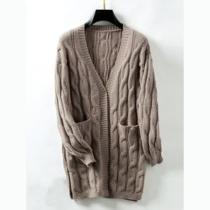 Women's cable knit open front cardigan