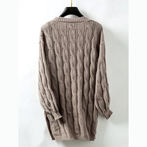 Women's cable knit open front cardigan