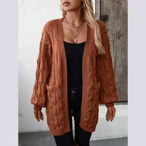 Women's cable knit open front cardigan