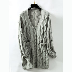 Women's cable knit open front cardigan