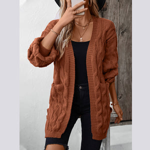 Women's cable knit open front cardigan