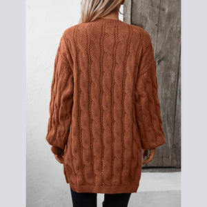 Women's cable knit open front cardigan