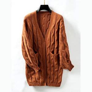 Women's cable knit open front cardigan