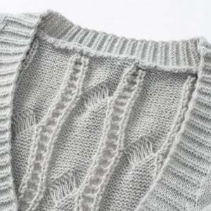 Women's cable knit open front cardigan