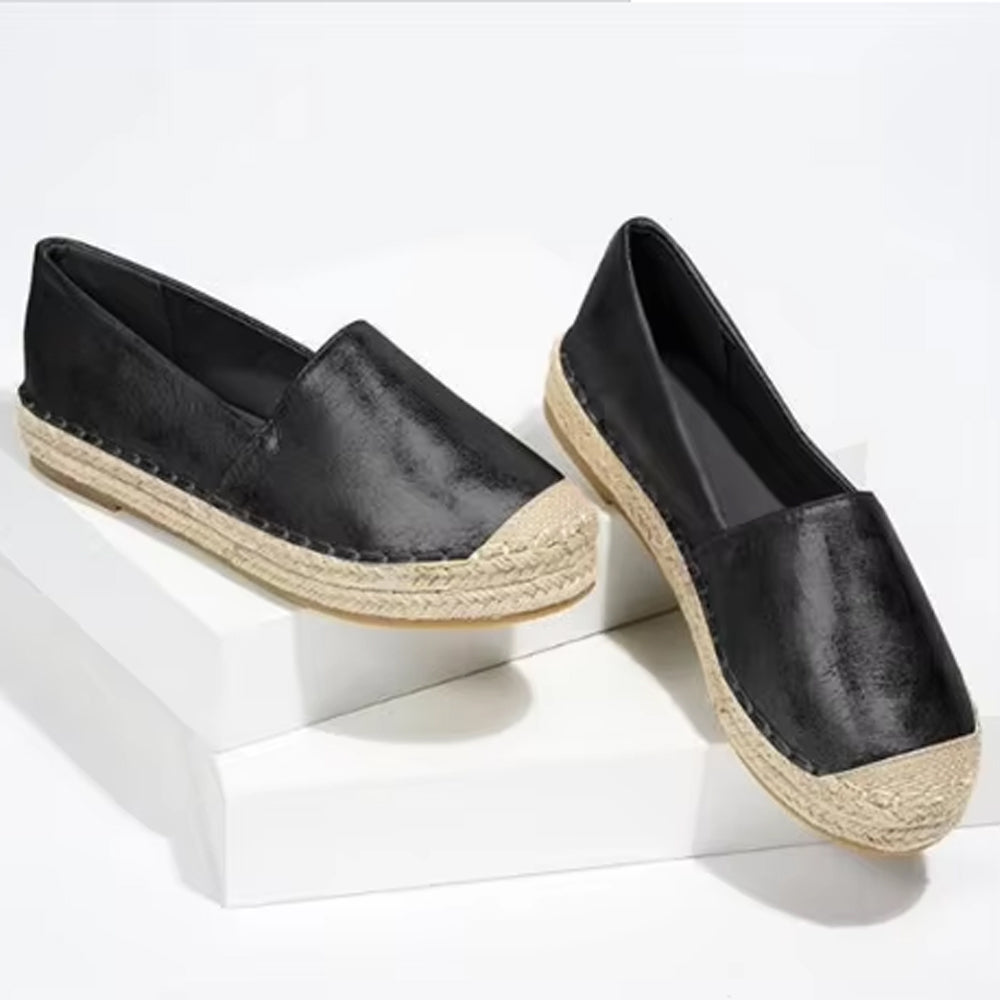 Women's cap-toe metallic espadrille loafers