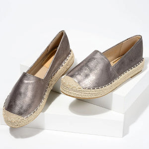 Women's cap-toe metallic espadrille loafers