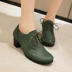 Women's chunky heels  brogue shoes for office and casual wear