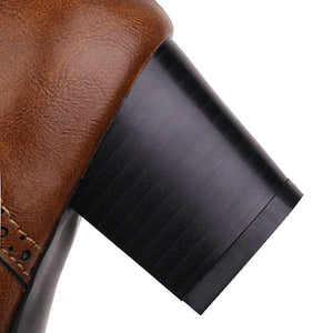brown Women's chunky heels  brogue shoes for office and casual wear