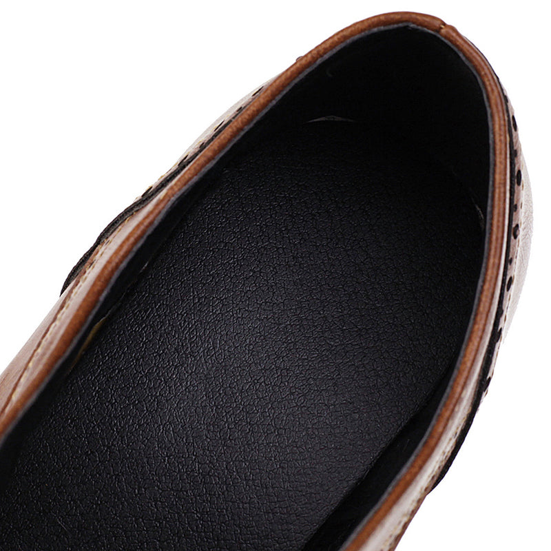 brown Women's chunky heels  brogue shoes for office and casual wear