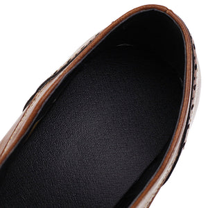 brown Women's chunky heels  brogue shoes for office and casual wear