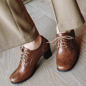 Women's chunky heels  brogue shoes for office and casual wear